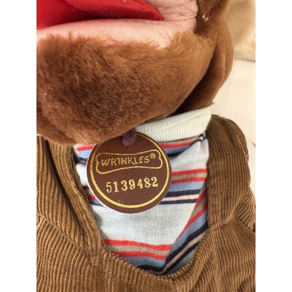 Ganz Brothers “Wrinkles” Dark Brown Dog Puppet 5139482 Brown Corduroy Overalls - Picture 5 of 10